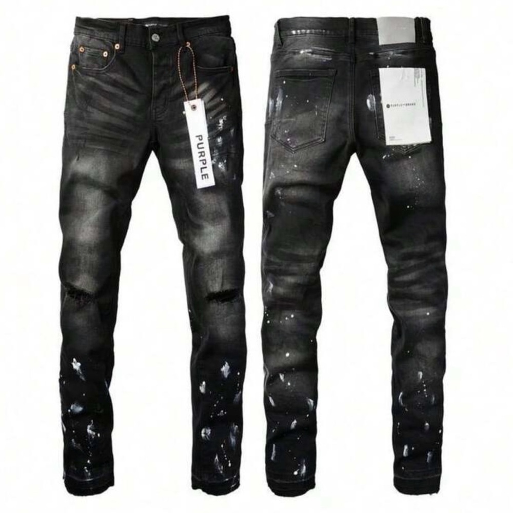 Ralph Lauren Purple Label Black Paint-Splatter Skinny Jeans